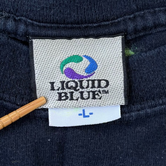 Liquid Blue All Over Green Skull Print Black T Shirt Large Adult Vintage 2001 - Picture 3 of 16